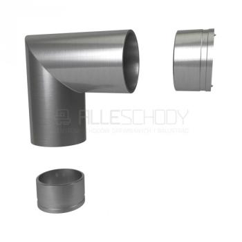 Verbinder 90 Grad für Holzhandlauf 42,4 mm Sharf Fitting mit Adapter Edelstahl V2A Holzhandlauf Holzadapter